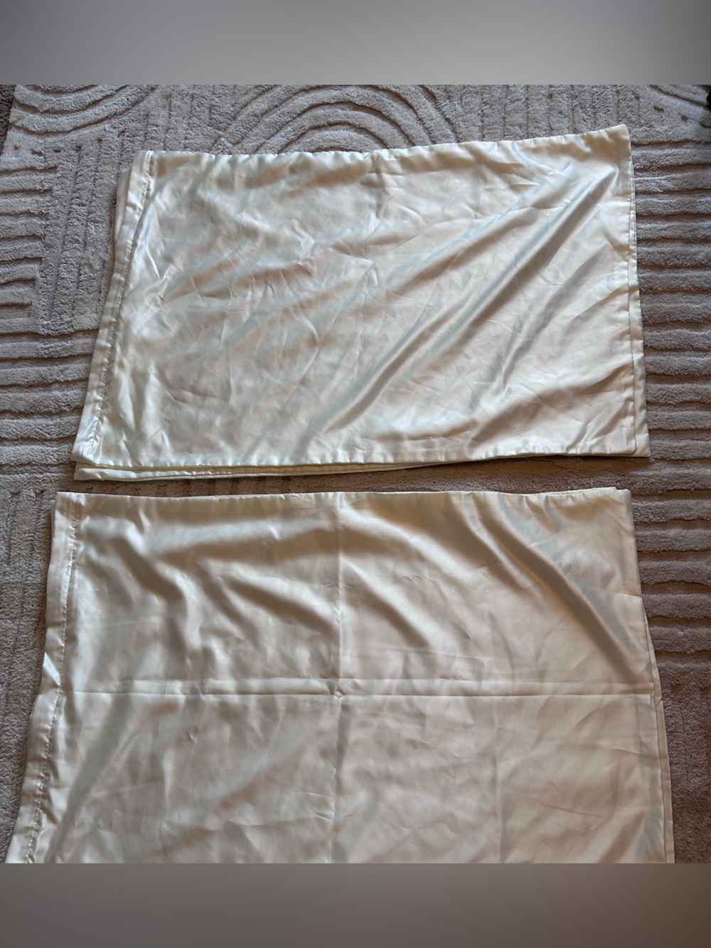 Set of Two Satin Pillow Shams in Cream Cream Satin Pillowcases